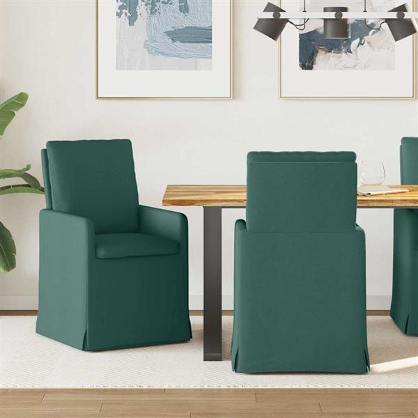 Grote foto vidaxl eettafelstoelen 2 pcs donkergroen 57 x 67 x 98 cm stof huis en inrichting stoelen