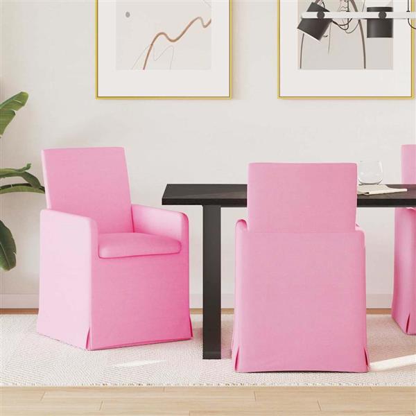 Grote foto vidaxl eettafelstoelen 2 pcs roze 57 x 67 x 95 cm stof huis en inrichting stoelen
