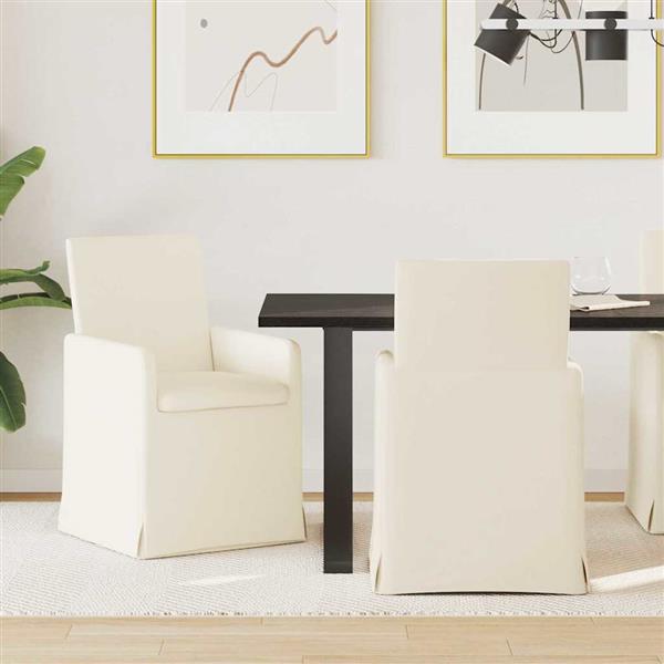 Grote foto vidaxl eettafelstoelen met wielen 2 pcs beige 57 x 67 x 95 cm linnen huis en inrichting stoelen