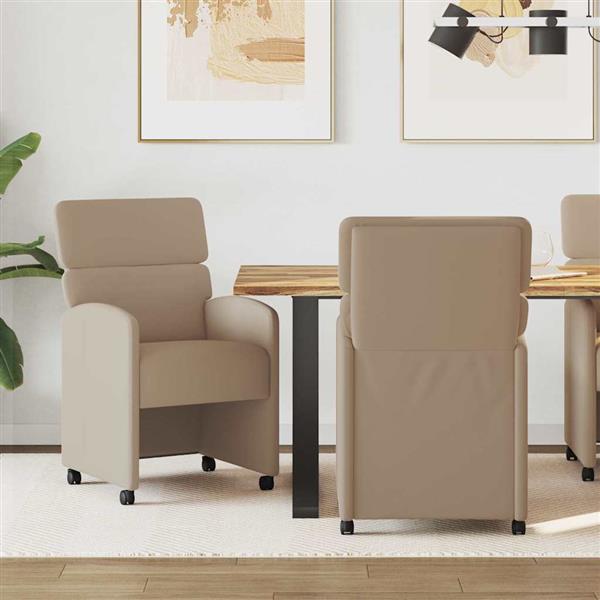 Grote foto vidaxl dining stoelen met wielen 2 pcs cappuccino 58 x 65 x 98 cm huis en inrichting stoelen