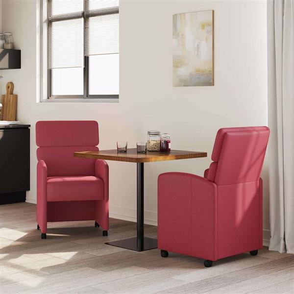 Grote foto vidaxl dining stoelen met wielen 2 pcs wijnrood 58 x 65 x 98 cm huis en inrichting stoelen