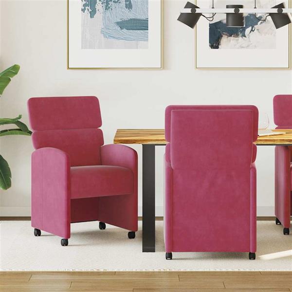 Grote foto vidaxl dining stoelen met wielen 2 pcs wijnrood 58 x 65 x 98 cm huis en inrichting stoelen