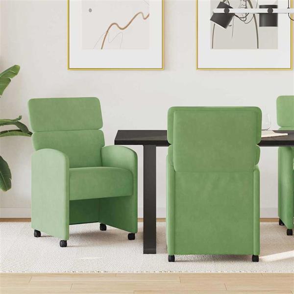 Grote foto vidaxl dining stoelen met wielen 2 pcs lichtgroen 58 x 65 x 98 cm huis en inrichting stoelen