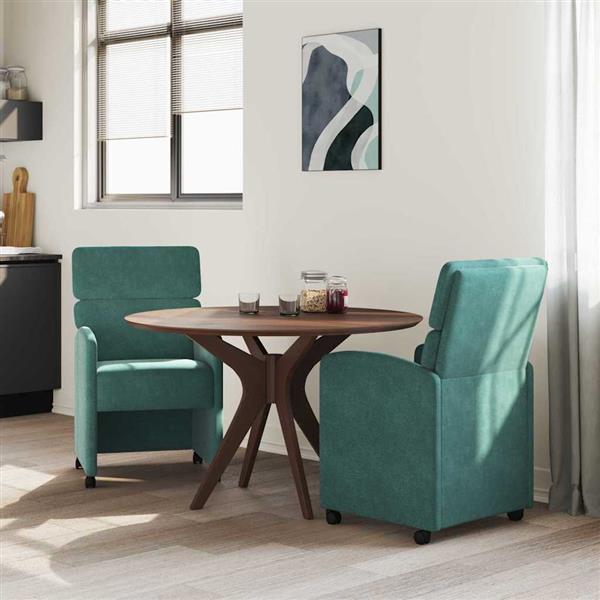 Grote foto vidaxl dining stoelen met wielen 2 pcs donkergroen 58 x 65 x 98 cm huis en inrichting stoelen