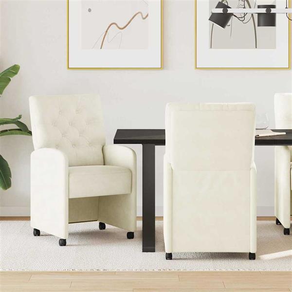 Grote foto vidaxl dining stoelen met wielen 2 pcs cr me 58 x 67 x 97 cm fluweel huis en inrichting stoelen