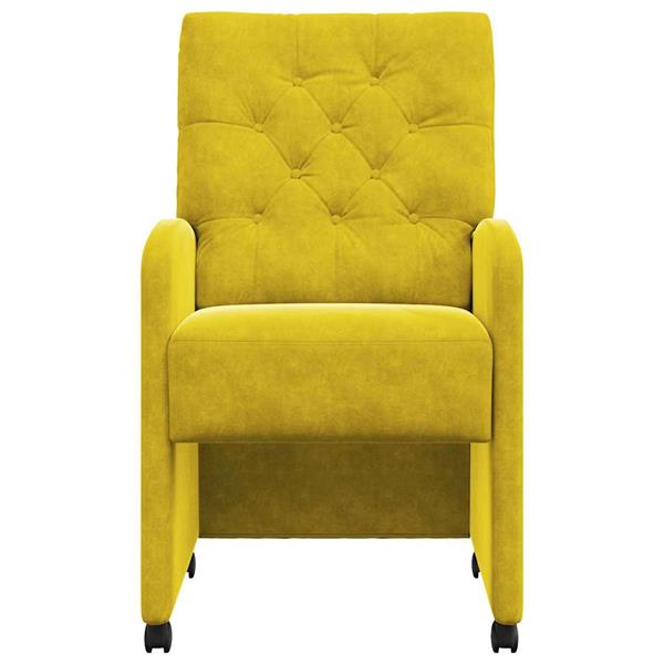 Grote foto vidaxl dining stoelen met wielen 2 pcs geel 58 x 67 x 97 cm fluweel huis en inrichting stoelen