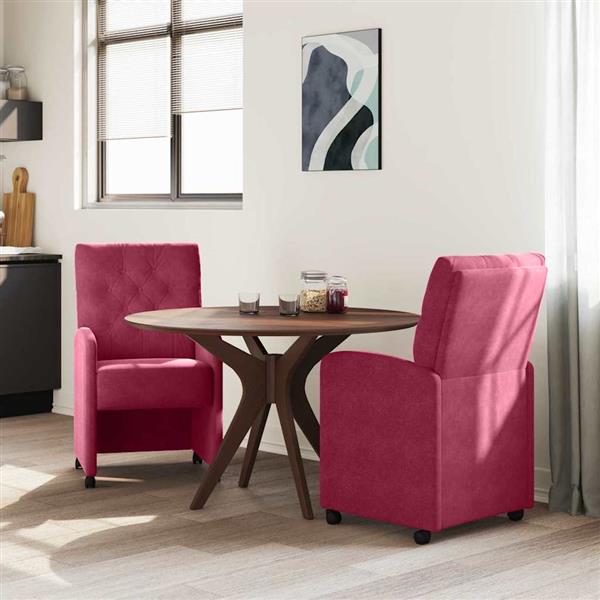 Grote foto vidaxl dining stoelen met wielen 2 pcs wijnrood 58 x 67 x 97 cm huis en inrichting stoelen