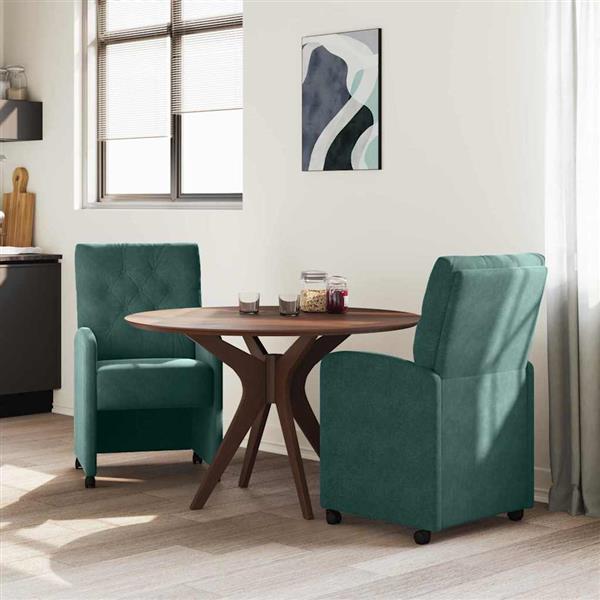 Grote foto vidaxl dining stoelen met wielen 2 pcs donkergroen 58 x 67 x 97 cm huis en inrichting stoelen