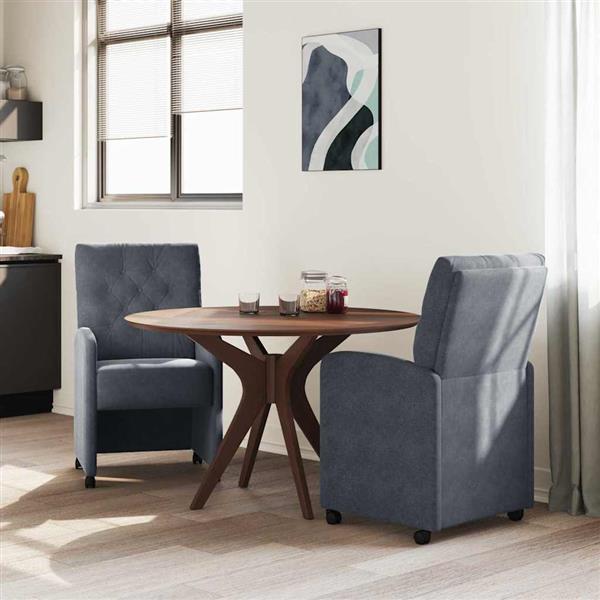 Grote foto vidaxl dining stoelen met wielen 2 pcs donkergrijs 58 x 67 x 97 cm huis en inrichting stoelen