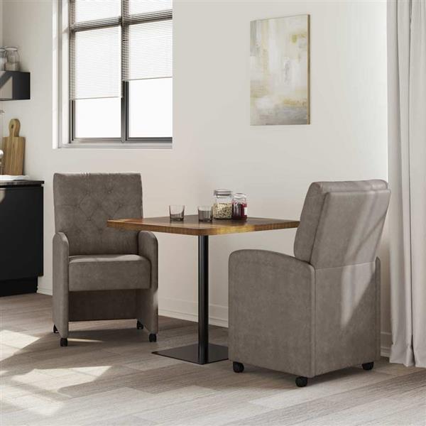 Grote foto vidaxl dining stoelen met wielen 2 pcs grijs 58 x 67 x 97 cm kunstleer huis en inrichting stoelen
