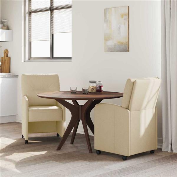 Grote foto vidaxl dining stoelen met wielen 2 pcs cr me 57 x 67 x 95 cm stof huis en inrichting stoelen
