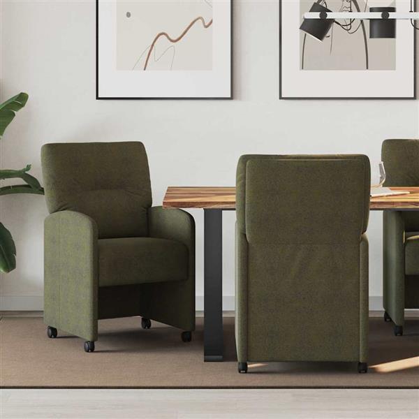 Grote foto vidaxl dining stoelen met wielen 2 pcs leger groen 57 x 67 x 95 cm huis en inrichting stoelen
