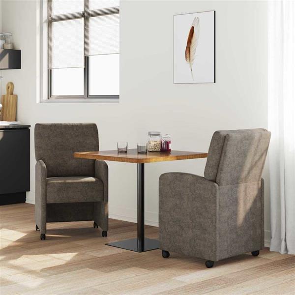 Grote foto vidaxl dining stoelen met wielen 2 pcs donkergrijs 57 x 67 x 95 cm huis en inrichting stoelen