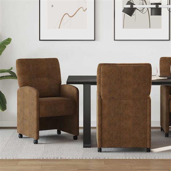 Grote foto vidaxl dining stoelen met wielen 2 pcs bruin 57 x 67 x 95 cm huis en inrichting stoelen