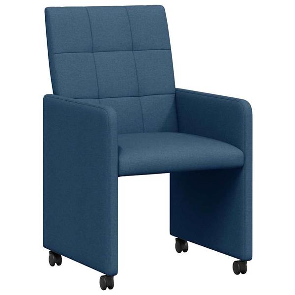 Grote foto vidaxl dining stoelen met wielen 2 pcs blauw 58 x 65 x 94 cm stof huis en inrichting stoelen