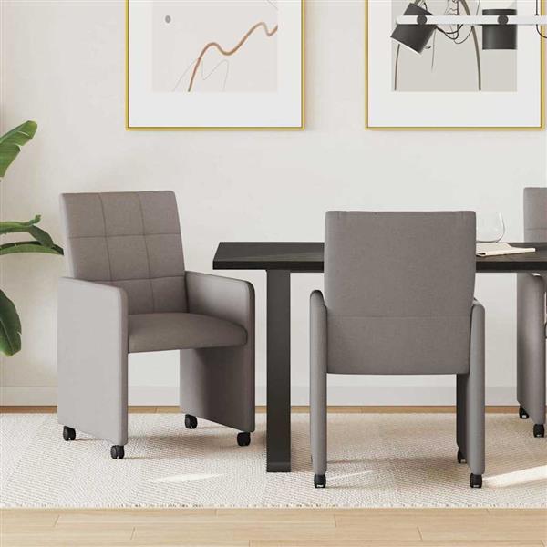 Grote foto vidaxl dining stoelen met wielen 2 pcs taupe 58 x 65 x 94 cm stof huis en inrichting stoelen