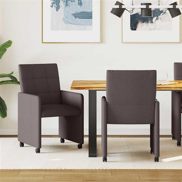 Grote foto vidaxl dining stoelen met wielen 2 pcs donkerbruin 58 x 65 x 94 cm huis en inrichting stoelen