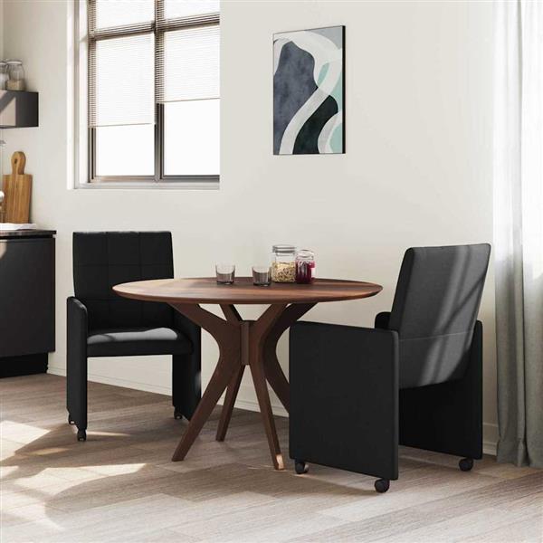 Grote foto vidaxl dining stoelen met wielen 2 pcs zwart 58 x 65 x 94 cm stof huis en inrichting stoelen
