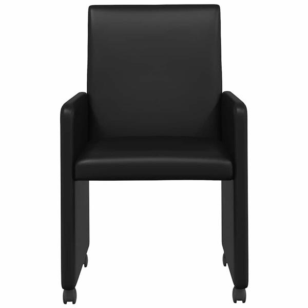 Grote foto vidaxl dining stoelen met wielen 2 pcs zwart 57 x 66 x 94 cm kunstleer huis en inrichting stoelen