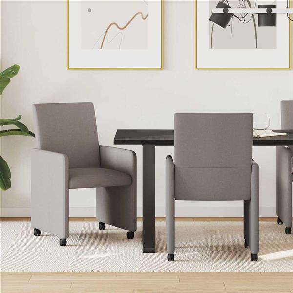 Grote foto vidaxl dining stoelen met wielen 2 pcs taupe 57 x 66 x 94 cm stof huis en inrichting stoelen