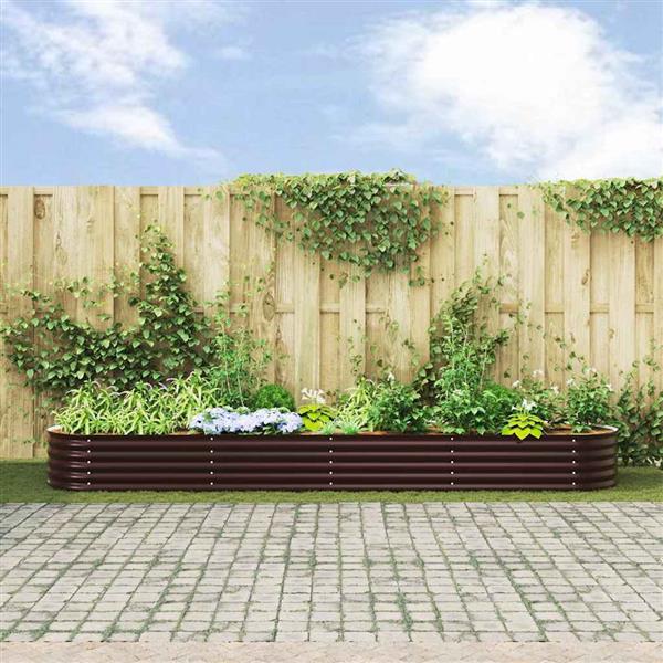 Grote foto vidaxl verhoogde plantenbak bruin 400 x 80 x 44 cm staal tuin en terras overige tuin en terras