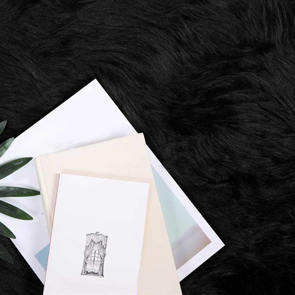 Grote foto vidaxl nepleer schapenvacht tapijt zwart 140 x 200 cm polyester huis en inrichting vloerbedekking en kleden