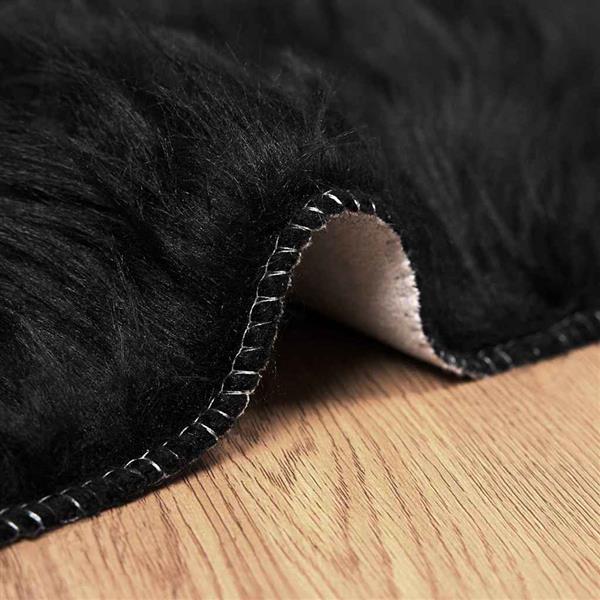Grote foto vidaxl nepleer schapenvacht tapijt zwart 140 x 200 cm polyester huis en inrichting vloerbedekking en kleden