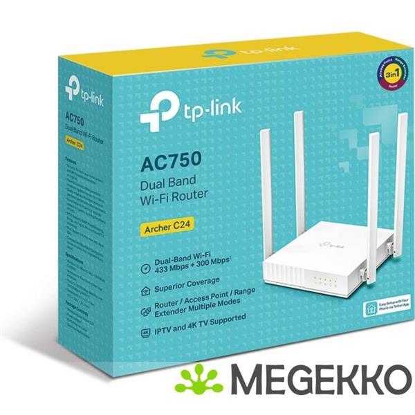 Grote foto tp link archer c24 draadloze router fast ethernet dual band 2.4 ghz 5 ghz wit computers en software netwerkkaarten routers en switches