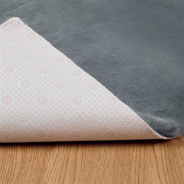 Grote foto vidaxl nep konijnenbont tapijt antraciet 240 x 240 cm polyester huis en inrichting vloerbedekking en kleden