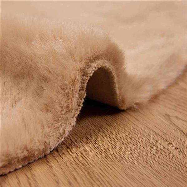 Grote foto vidaxl nep konijnenbont tapijt taupe 160 cm polyester huis en inrichting vloerbedekking en kleden