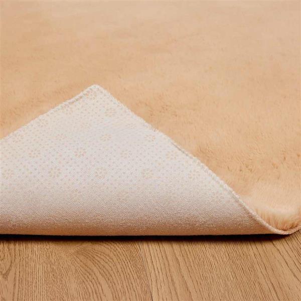 Grote foto vidaxl nep konijnenbont tapijt taupe 120 x 120 cm polyester huis en inrichting vloerbedekking en kleden