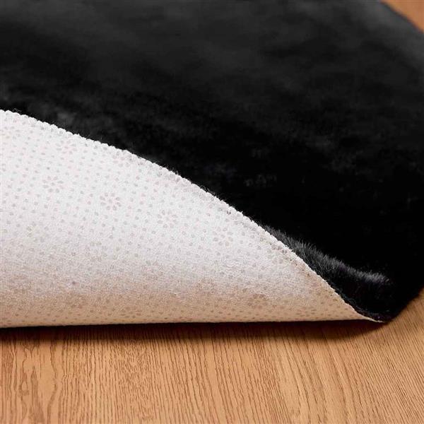 Grote foto vidaxl nep konijnenbont tapijt zwart 160 cm polyester huis en inrichting vloerbedekking en kleden