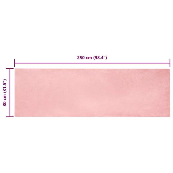 Grote foto vidaxl nep konijnenbont tapijt roze 80 x 250 cm polyester huis en inrichting vloerbedekking en kleden