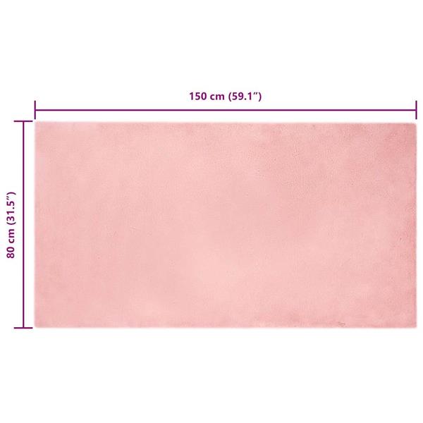 Grote foto vidaxl nep konijnenbont tapijt roze 80 x 150 cm polyester huis en inrichting vloerbedekking en kleden