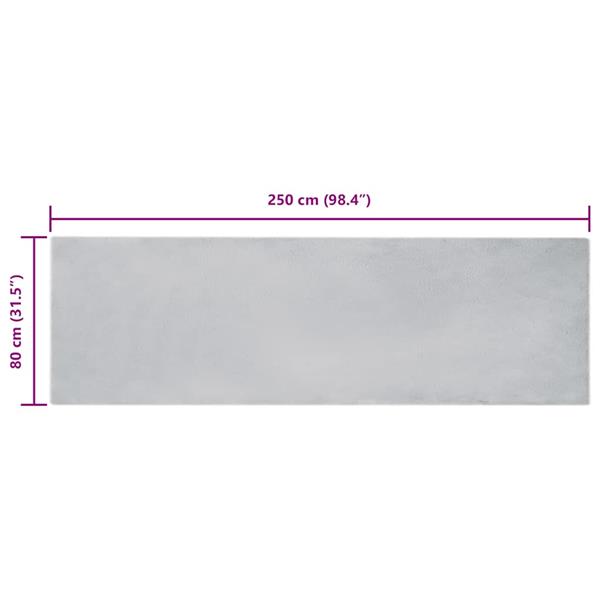 Grote foto vidaxl nep konijnenbont tapijt grijs 80 x 250 cm polyester huis en inrichting vloerbedekking en kleden
