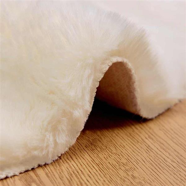 Grote foto vidaxl nep konijnenbont tapijt cr me 160 cm polyester huis en inrichting vloerbedekking en kleden