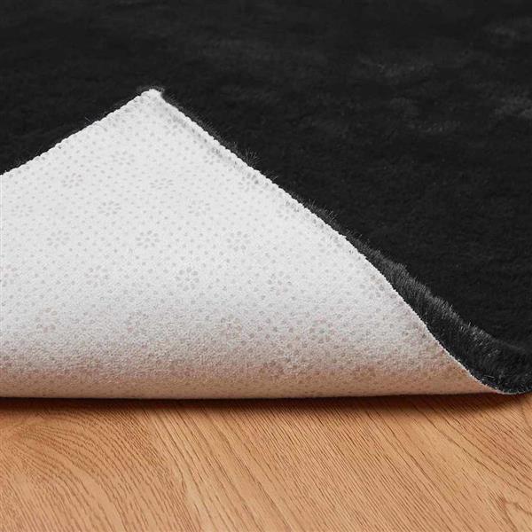 Grote foto vidaxl nep konijnenbont tapijt zwart 160 x 160 cm polyester huis en inrichting vloerbedekking en kleden