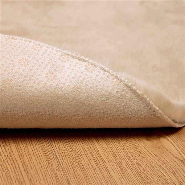 Grote foto vidaxl nep konijnenbont tapijt beige 120 cm polyester huis en inrichting vloerbedekking en kleden