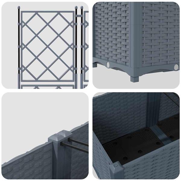 Grote foto vidaxl tuin bloempot 3 pcs licht grijs 80 x 80 x 143 cm staal tuin en terras overige tuin en terras