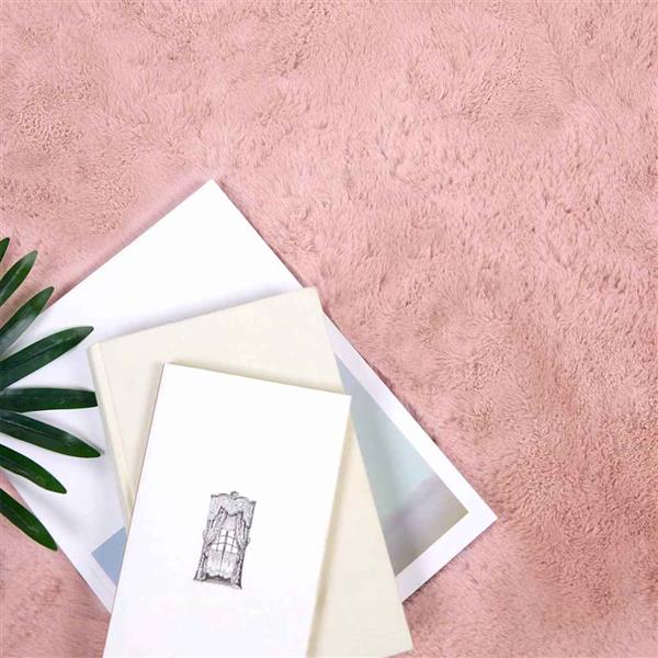 Grote foto vidaxl nep konijnenbont tapijt roze 200 x 200 cm polyester huis en inrichting vloerbedekking en kleden