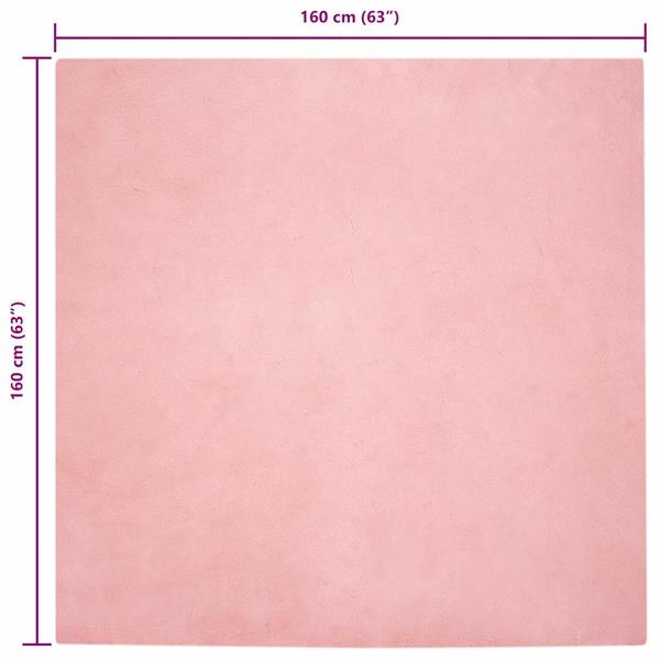 Grote foto vidaxl nep konijnenbont tapijt roze 160 x 160 cm polyester huis en inrichting vloerbedekking en kleden