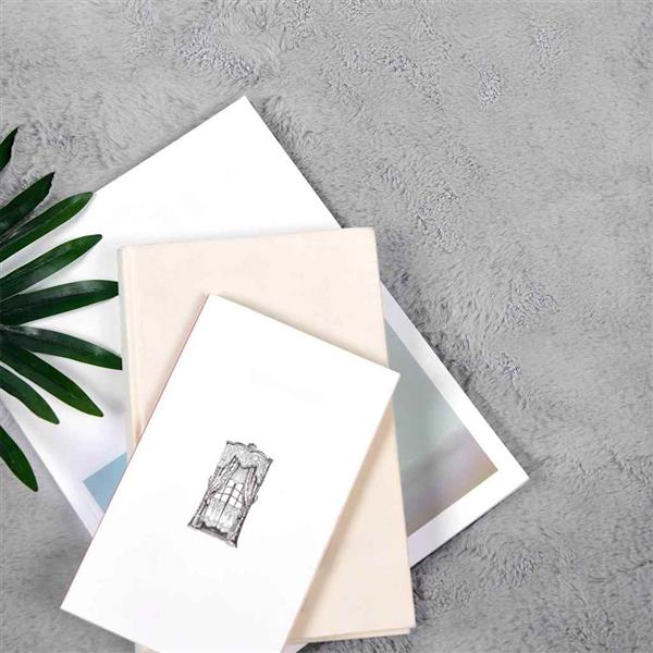 Grote foto vidaxl nep konijnenbont tapijt grijs 240 x 240 cm polyester huis en inrichting vloerbedekking en kleden