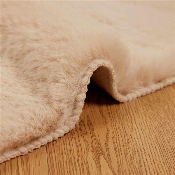 Grote foto vidaxl nep konijnenbont tapijt beige 160 cm polyester huis en inrichting vloerbedekking en kleden