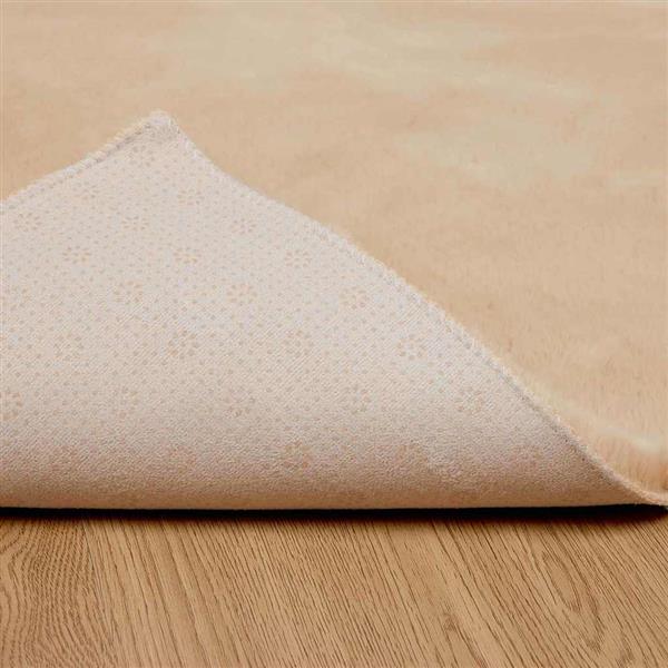 Grote foto vidaxl nep konijnenbont tapijt beige 240 x 240 cm polyester huis en inrichting vloerbedekking en kleden