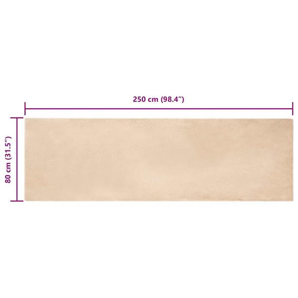 Grote foto vidaxl nep konijnenbont tapijt beige 80 x 250 cm polyester huis en inrichting vloerbedekking en kleden
