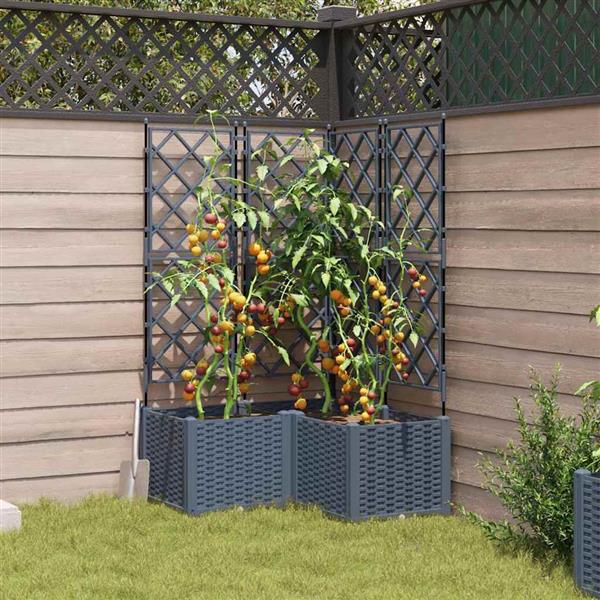 Grote foto vidaxl tuindruppel met trellis 3 pcs lichtgrijs 80 x 80 x 143 cm pp tuin en terras overige tuin en terras