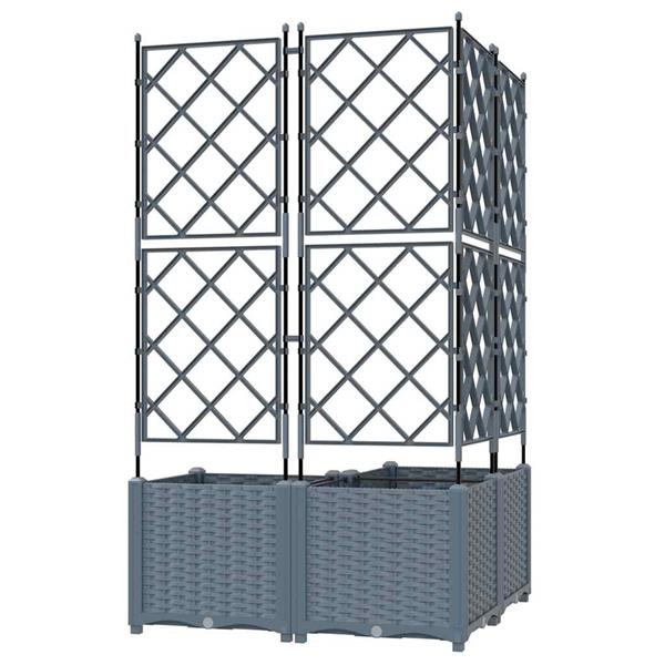 Grote foto vidaxl tuindruppel met trellis 3 pcs lichtgrijs 80 x 80 x 143 cm pp tuin en terras overige tuin en terras