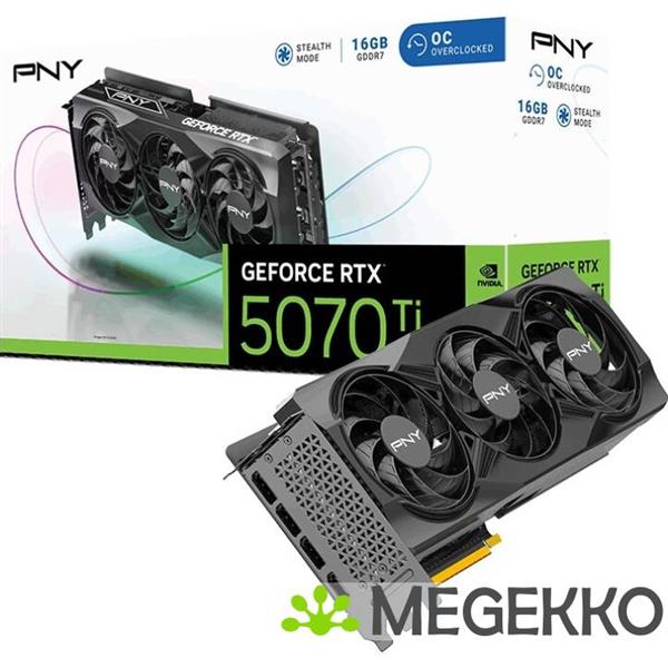 Grote foto pny geforce rtx 5070 ti 16gb overclocked triple fan computers en software videokaarten