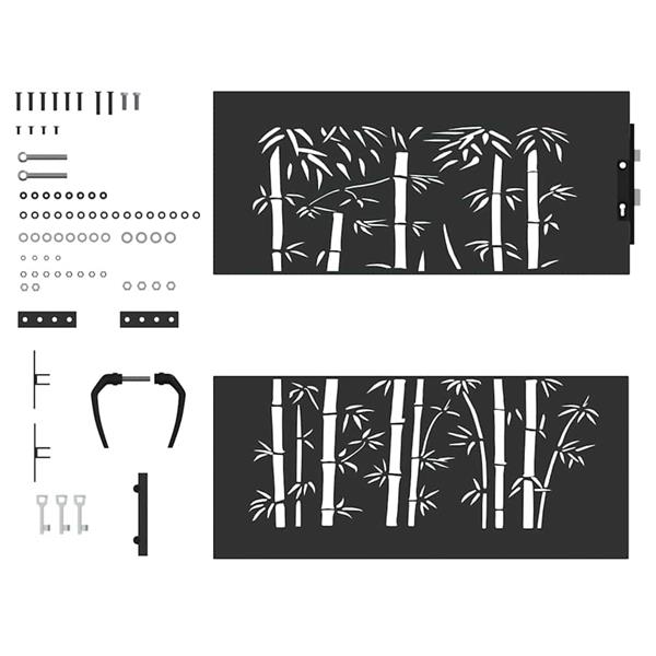 Grote foto vidaxl tuinpoort met slot zwart 85 x 100 cm poedergecoat staal tuin en terras hekken en schuttingen