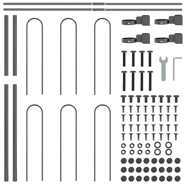Grote foto vidaxl tuin hek grijs 1.7 x 1.2 m poedergecoat staal tuin en terras hekken en schuttingen